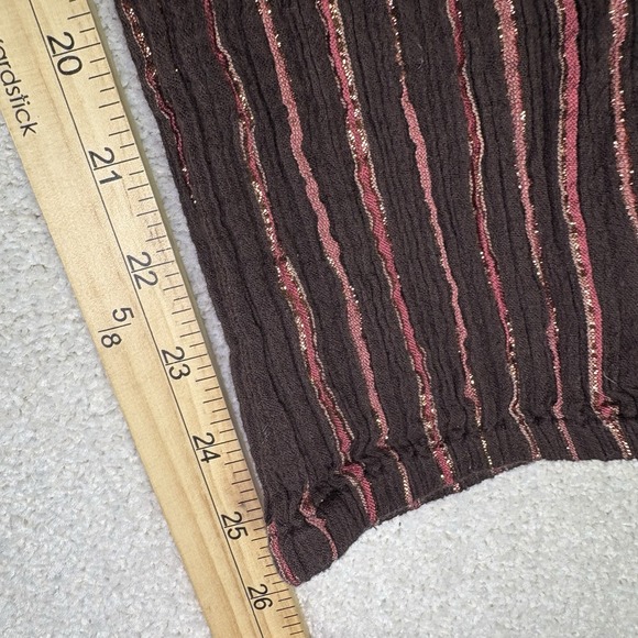 Ulla Johnson Brown Striped Metallic-Trim Ruffle Shoulder Jumpsuit - Picture 7 of 16